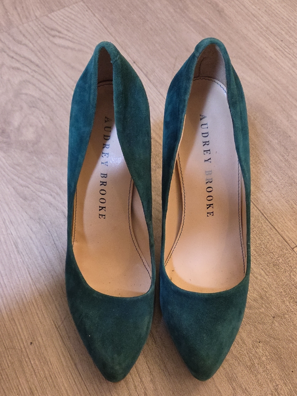Audrey Brooke Teal Suede Pointed Toe Pumps